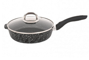 Сковорода а/пр литая 22см стеклянная крышка  ТМ KUKMARA