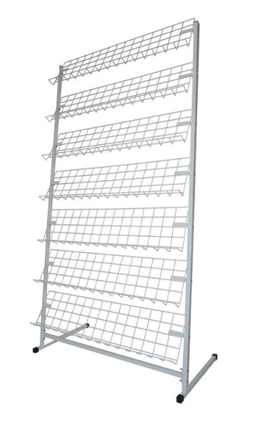 Стойка информационная напольная разборная на 7 лотков (белая, 180х47х105,5 см)