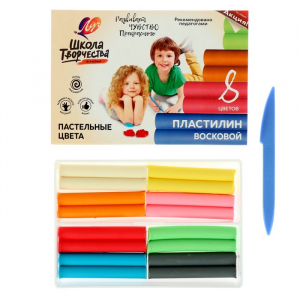 Пластилин мягкий восковой 8 цветов 120 г
