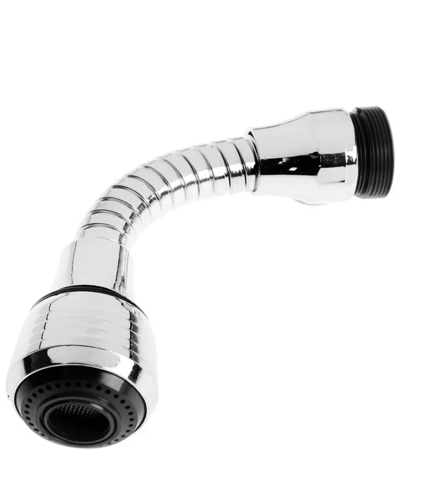 Аэратор с регулировкой потока, на гибком шланге140 мм универсальный пластик