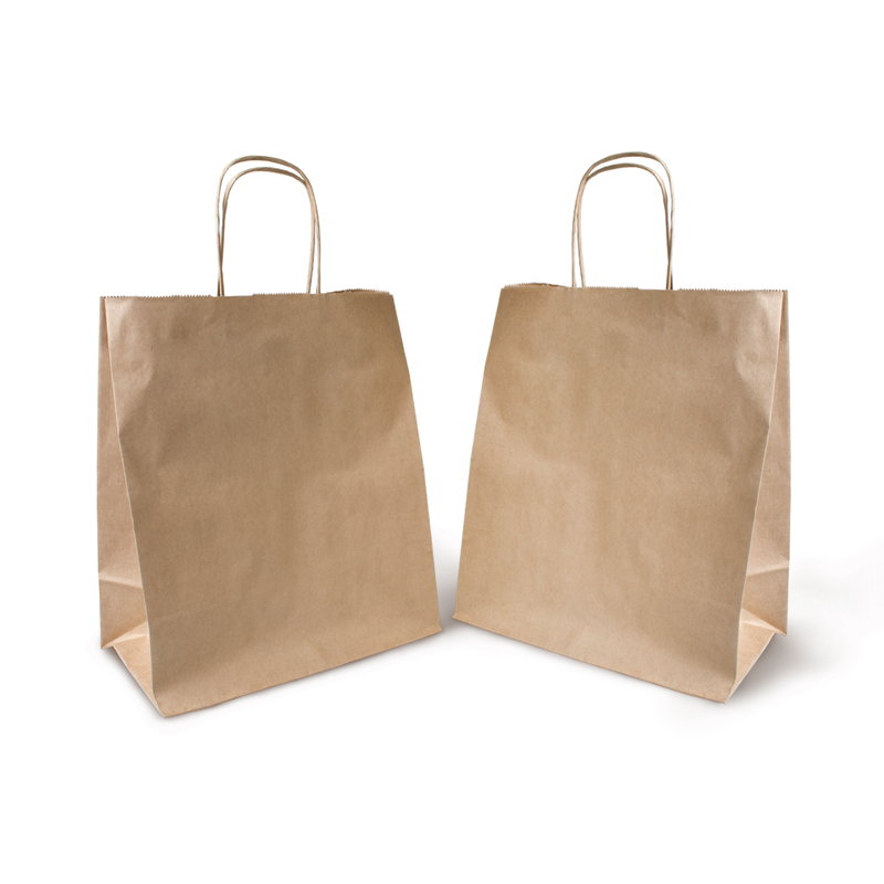 Пакет бумажный крафт 240*140*280 с плетеными ручками 1/250