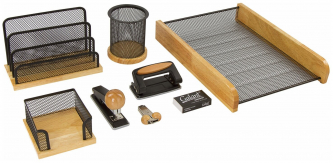 Набор настольный GALANT "Wood&Metal", 8 предметов, светлое дерево и черный металл