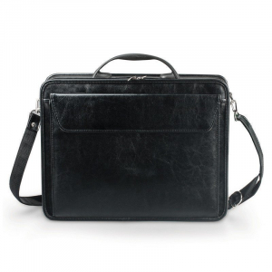 Портфель "Паритет" 38х29х6 см искусственная кожа 3 отделения на молнии черный