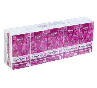 Платочки бумажные Amra 2-х слойные, 10 шт.