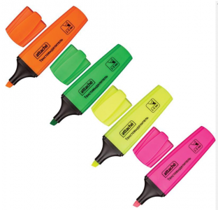 Набор текстовыделителей (толщина линии 1-5 мм, 4 цвета)