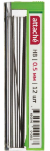 Стержень для мех. карандашей микрографический полимерный HB 0.5 мм Attache (12 грифелей)