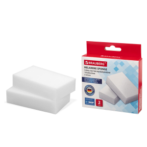 Губка меламиновая для удаления пятен и стойких загрязнений 105х60х25 мм (2 шт)