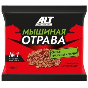 Приманка от грызунов Мышиная Отрава (гранулы+зерно) 100гр пакет