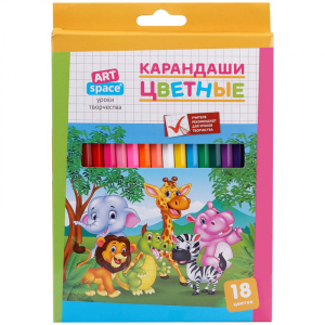 Карандаши цветные набор18 шт Зверята