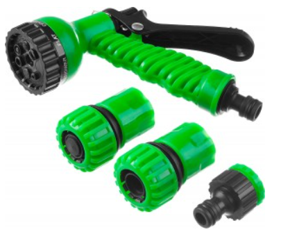 Набор поливочный РОСТОК: Распылитель пистолетный 7 поз., 2 соединителя 3/4", адаптер внешний
