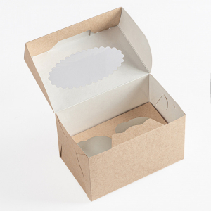 Коробка для 2-х капкейков с окном 100*160*100