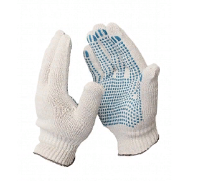 Перчатки х/б с ПВХ 6 нитка белые ПВХ