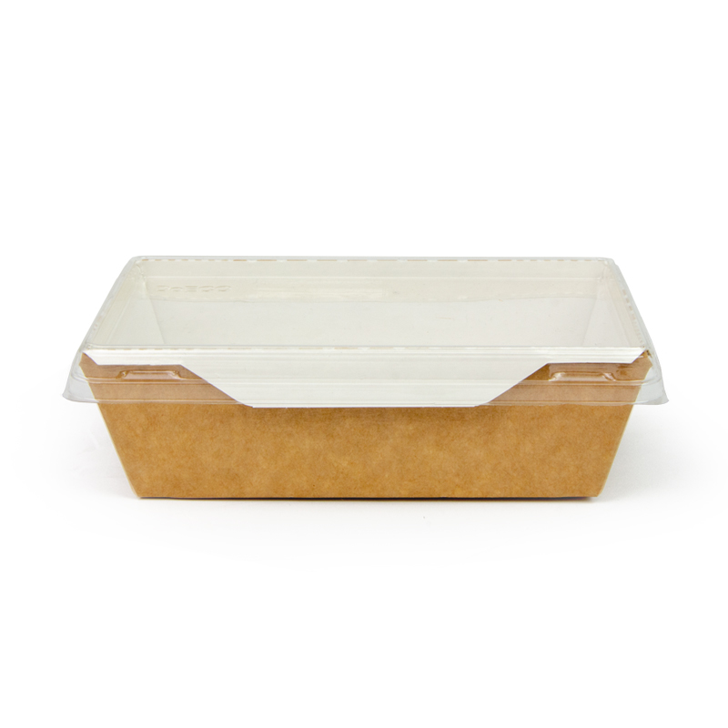 Ланч-бокс картонный с прозрачной крышкой крафт 1300мл 194*140*65 1/100