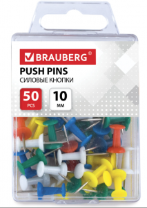 Кнопки-гвоздики силовые цветн.пластик (50 шт/уп), в пластиковой коробке