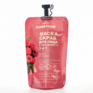 Скраб для лица и зоны декольте Малина & Розмарин, 100 мл