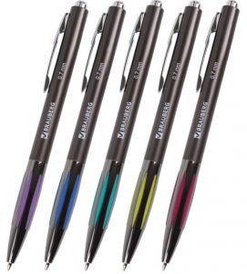 Ручка шариковая автоматическая BRAUBERG "Stripe", синяя,  узел 0,7 мм, линия письма 0,35мм