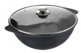 Казан литой 3,5л для плова стеклянная крышка ТМ KUKMARA