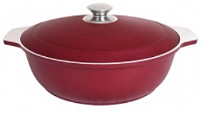 Кастрюля-жаровня литая 3л алюминиевая крышка бордо ТМ KUKMARA
