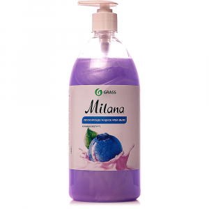 Мыло жидкое-крем 1л Милана Черника в йогурте 1/6