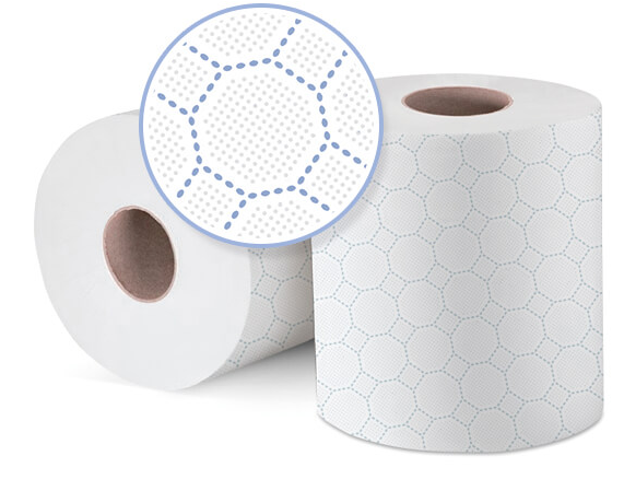 Полотенце бумажное 2 слоя в рулонах (тиснение - соты бесцветное) 150м