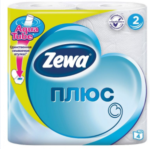 Бумага туалетная Зева Плюс 4рулона 2слоя 1/12