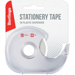 Клейкая лента 19мм*33м, Berlingo, прозрачная, в пластиковом диспенсере скотч
