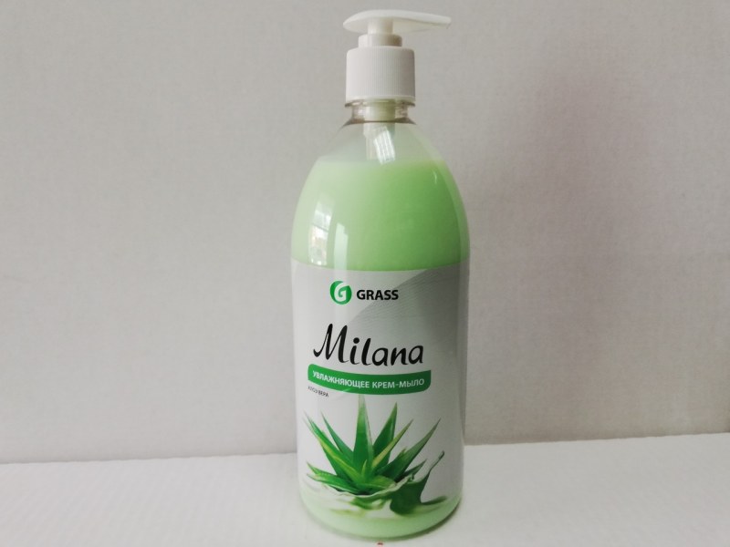 Мыло жидкое-крем 1л Милана Алоэ Вера 1/6