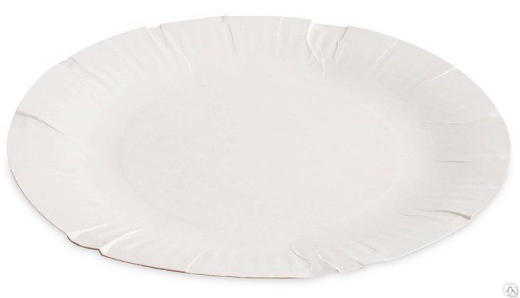 Тарелка одноразовая картонная д205 белая 1/100