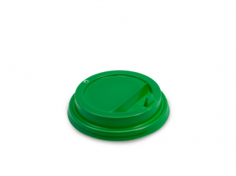 Крышка для бумажного стакана д80мм с закрытым питейником зеленая 1/100