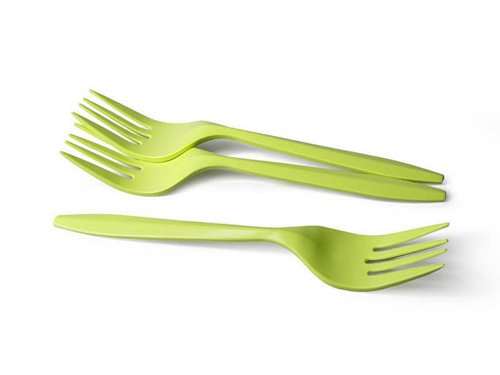 Вилка средняя кукурузный крахмал 162мм зеленая 100шт