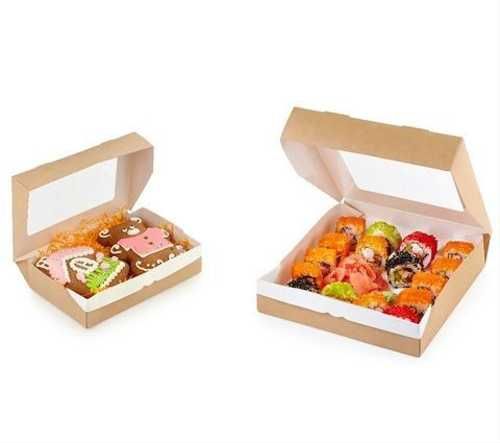 Ланч бокс самосборный 500 мл крафт картон 100шт