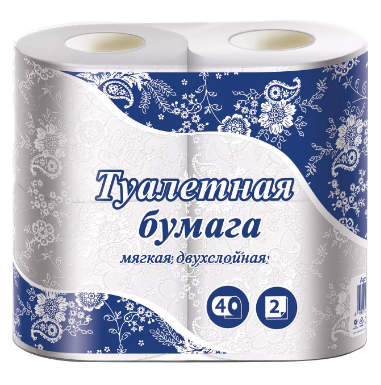 Бумага туалетная 4 рулона 2 слоя белая