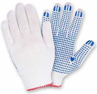 Перчатки х/б с ПВХ 4-нитка кл.10 белые