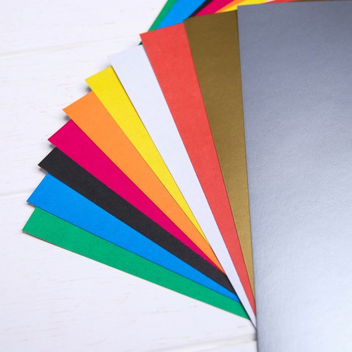 Картон цветной A4 10л 10цв немелованный 10 цветов