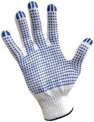 Перчатки х/б с ПВХ 5 нитка кл.10 белые