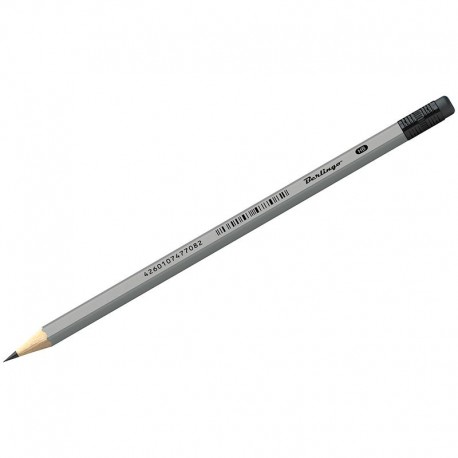 Карандаш ч/г Berlingo Silver с ластиком заточенный