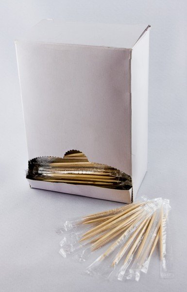 Зубочистки деревянные в инд прозрачной упаковке 1/1000