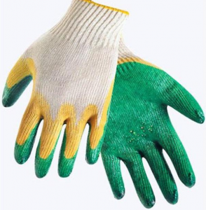 Перчатки х/б с двойным латексным покрытием 1/300 зеленые
