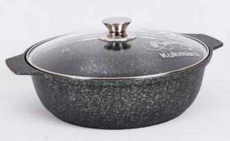 Кастрюля-жаровня литая 3л стеклянная крышка Granit ultra original