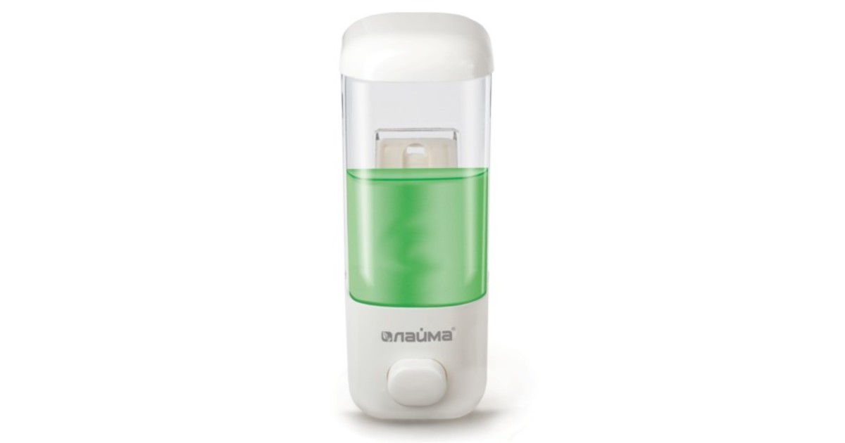 Диспенсер для жидкого мыла ЛАЙМА, наливной, 0,5 л, ABS-пластик, белый