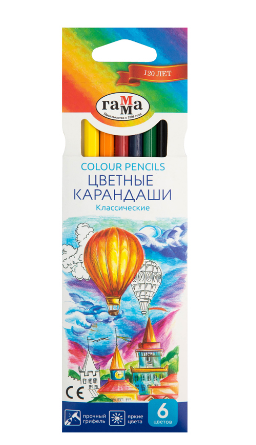 Карандаши цветные набор 6 шт Гамма