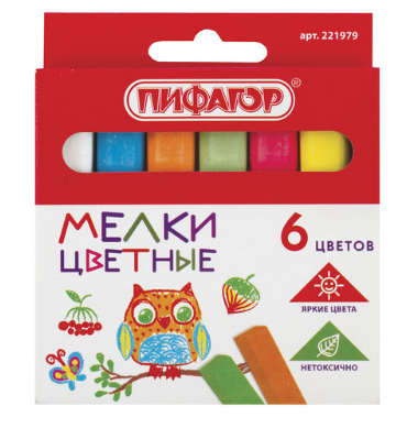 Мелки цветные 6 цветов
