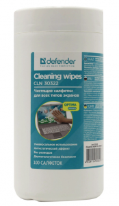 Салфетки для мониторов всех типов DEFENDER CLN30322, в тубе, 100 шт.