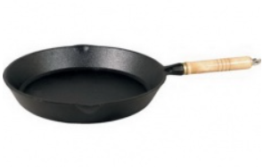 Сковорода чугунная  28,5 см деревянная ручка ТМ MYRON COOK